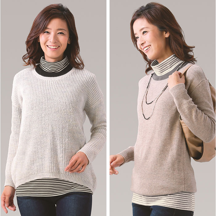 つけ襟 タートルネック 2枚組 重ね着風 レディース 通販 付け襟 付け衿 タートル つけえり ネックカバー 首元 あったか あたたかい 暖かい 首回り 寒さ対策 | BACKYARD FAMILY | 11