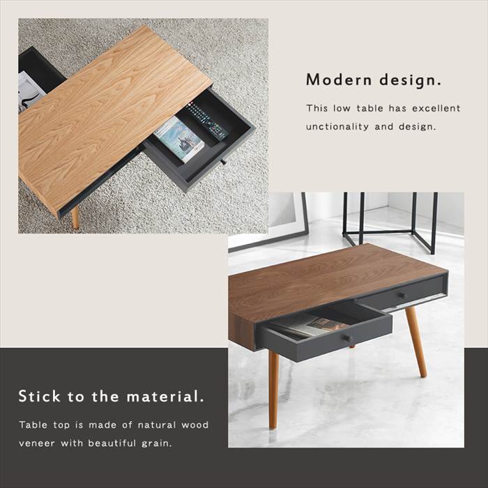 ローテーブル 引き出し 通販 MT-6765 センターテーブル おしゃれ 引出し付き 長方形 幅80 机 食卓 デスク 勉強机 一人暮らし 1人暮らし ワンルーム | HAGiHARA | 02