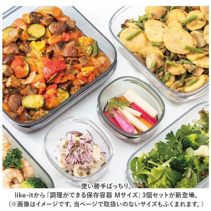 ライクイット保存容器 通販 Mサイズ 3個セット 四角 フードコンテナ 保存容器 キャニスター プラスチック 耐熱 電子レンジＯＫ 食洗器 冷凍庫ＯＫ 作り置き | Like-it | 04