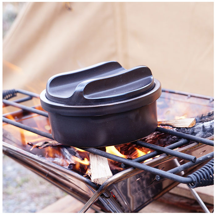 ハイム 通販ハイム hime 土鍋 一人用 クッカー ソロキャンプ 鍋 なべ 調理器具 ソロ 直火 陶器 波佐見焼 キャンプ用品 おしゃれ 防災 食洗機対応 日本製 | アール | 06
