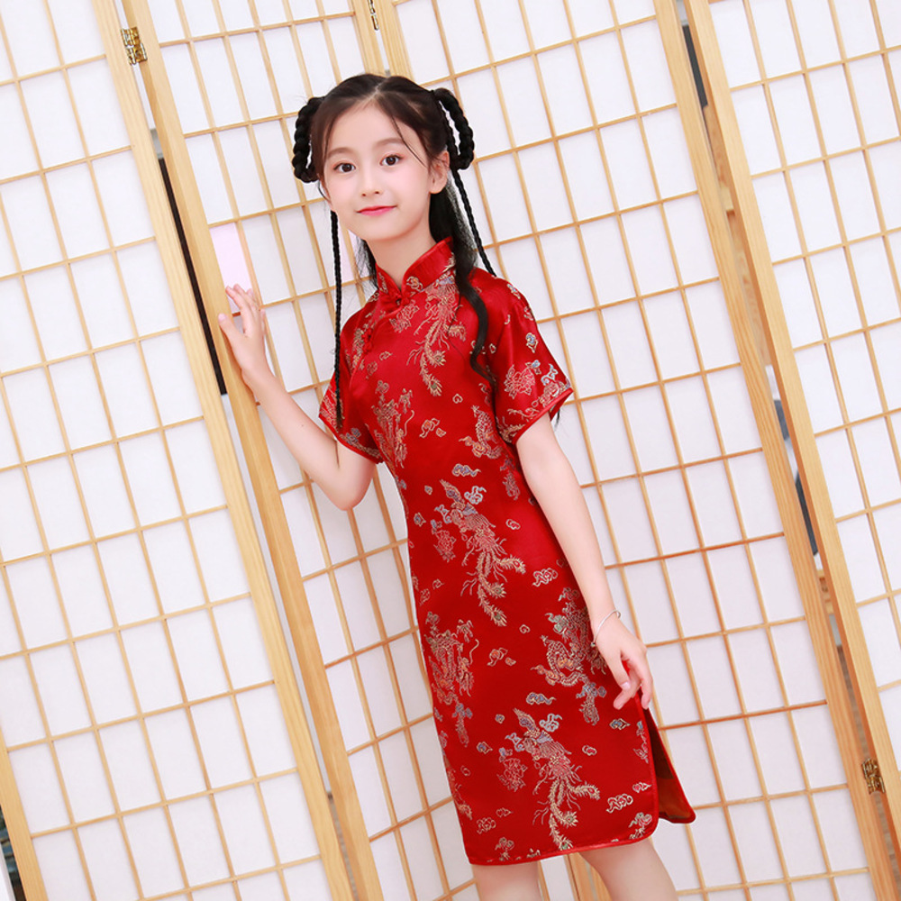 チャイナドレス 子供 通販 チャイナ服 チャイナ風 ワンピース コスプレ 衣装 仮装 かわいい パーティードレス チャイナ コスチューム キッズ 女の子 半袖 |  | 01