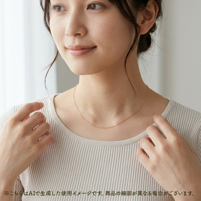 金 ネックレス 10金 通販 日本製 ネックレスチェーン チェーンネックレス 10K 長さ40cm チェーン k10 太さ0.8mm カット小豆ネックレス 金の画像