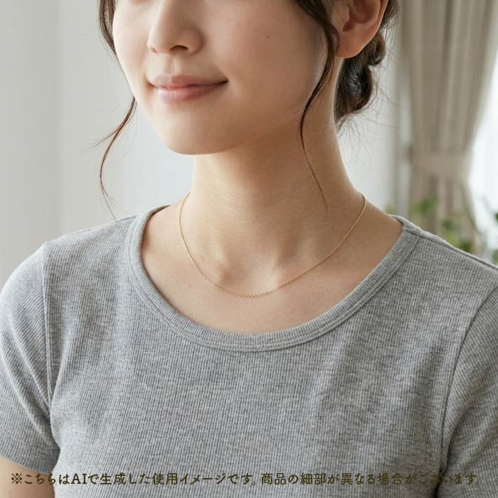 金 ネックレス 10金 通販 日本製 ネックレスチェーン チェーンネックレス 10K 長さ40cm チェーン k10 太さ0.8mm カット小豆ネックレス 金の画像