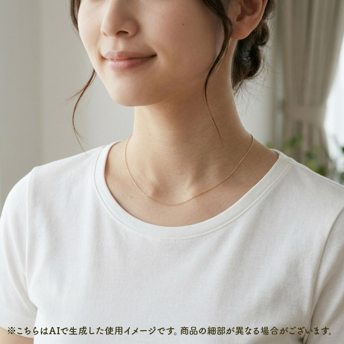 金 ネックレス 10金 通販 日本製 ネックレスチェーン チェーンネックレス 10K 長さ40cm チェーン k10 太さ0.8mm カット小豆ネックレス 金の画像