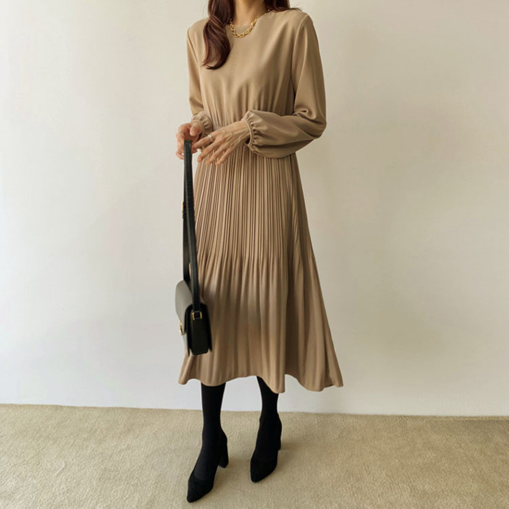 ワンピース 通販ワンピース 長袖 きれいめ 秋冬 ロングワンピース フォーマル ロング丈 プリーツ おしゃれ シンプル かわいい 大人可愛い 通勤 無地 謝恩会 結 | ブランド登録なし | 02