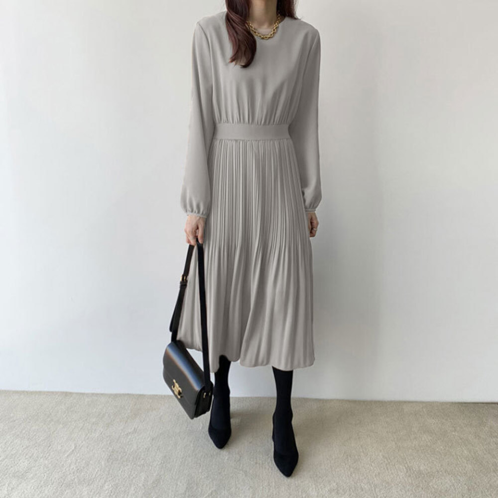 ワンピース 通販ワンピース 長袖 きれいめ 秋冬 ロングワンピース フォーマル ロング丈 プリーツ おしゃれ シンプル かわいい 大人可愛い 通勤 無地 謝恩会 結 | ブランド登録なし | 04