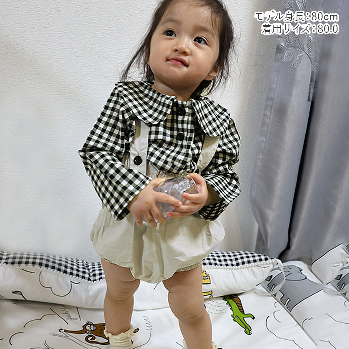 ベビー 子供服 セットアップ サロペット ブラウス 上下セット ギンガムチェック 赤ちゃん ベビー服 子ども 子供 こども キッズ服 長袖 女の子  男の子