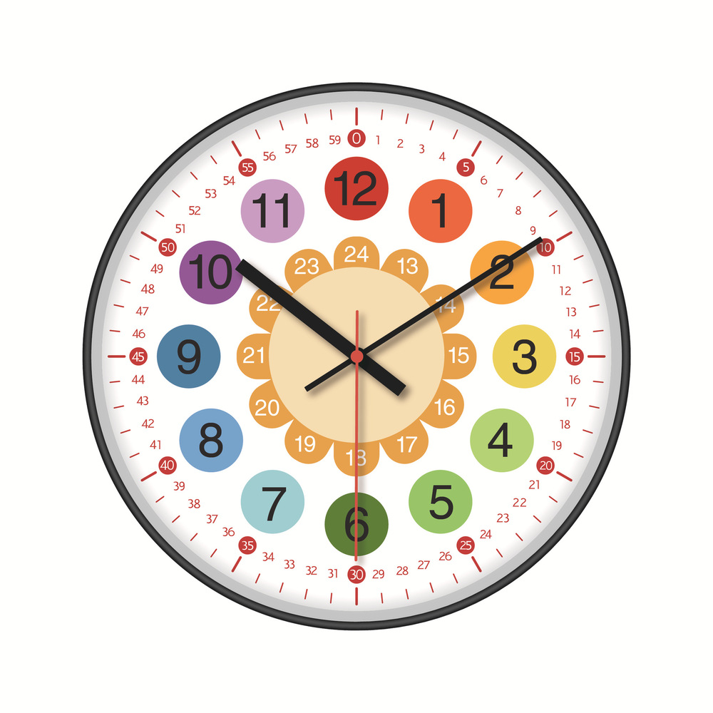 知育時計 静か 時計 アナログ 静音 通販 壁掛け 掛け時計 壁掛け時計 学習時計 アナログ時計 知育玩具 カラフル 大文字 時間管理 学習 キッズ 子供用 子供 | BACKYARD FAMILY | 06