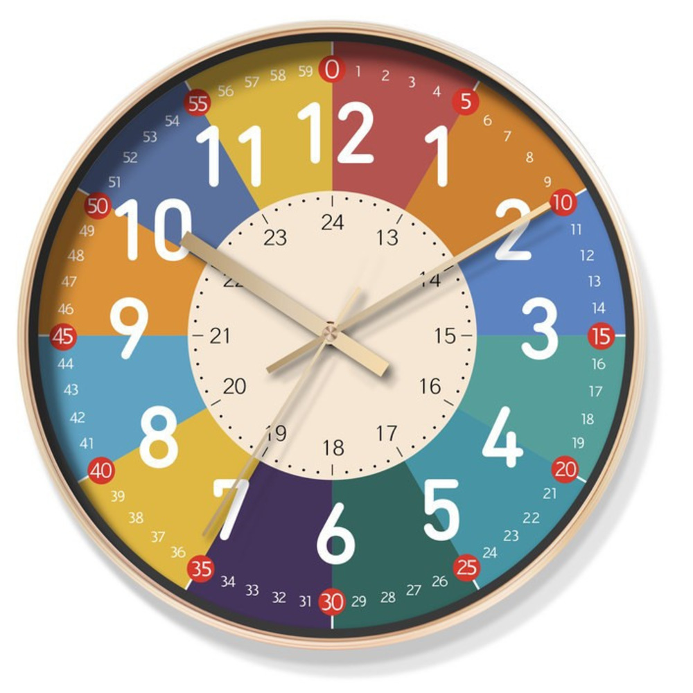 知育時計 静か 時計 アナログ 静音 通販 壁掛け 掛け時計 壁掛け時計 学習時計 アナログ時計 知育玩具 カラフル 大文字 時間管理 学習 キッズ 子供用 子供 | BACKYARD FAMILY | 16