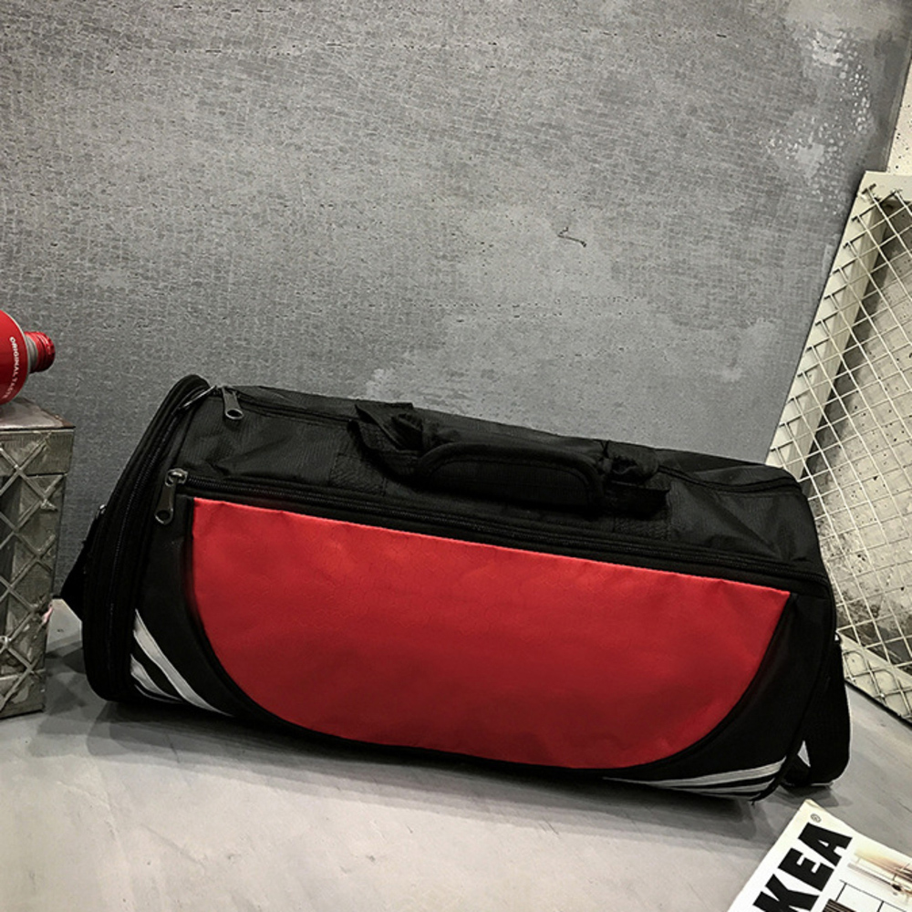 シンプルな黒と赤のドラムバッグ スポーツバッグ メンズ ダッフルバッグ 通販 ドラムバッグ ボストン