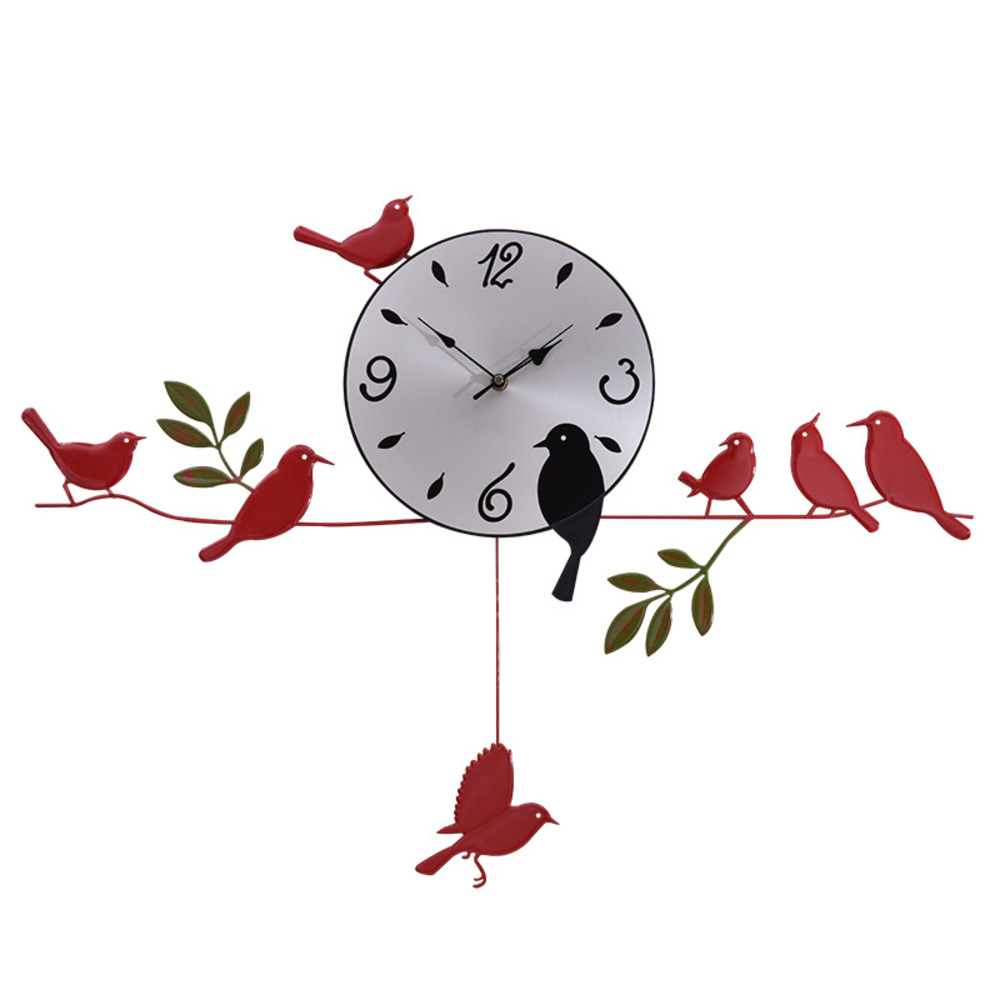 鳥 振り子 時計 壁掛け時計 通販 掛け時計  振り子時計 壁掛け クロック ウォールクロック 連続秒針 静か かわいい 可愛い キュート 北欧 鳥の振り子時計｜backyard-1
