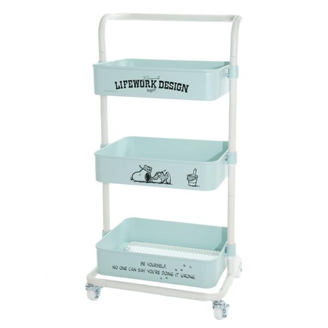 完売商品 ❣️人気商品❣️PEANUTS スヌーピー ３段バスケットワゴン スヌーピー インテリア 通販 ワゴン キャスター付き おしゃれ 3段