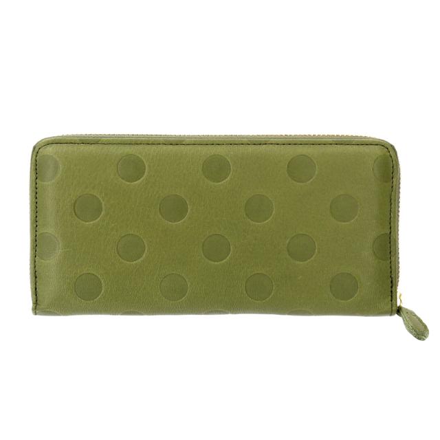 新品　ズッケロ　本革　ブランド　長財布　ドット柄　グリーン　縁起　収納　財布 財布 通販財布 レディース 長財布 ブランド zucchero ズッケロ