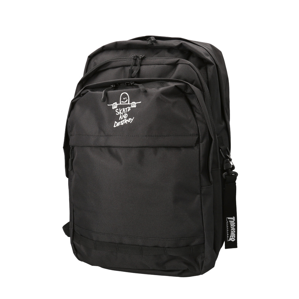 THRASHER ブラックリュック 撥水 リュックサック バックパック 黒リュック 黒 ブラック シンプル