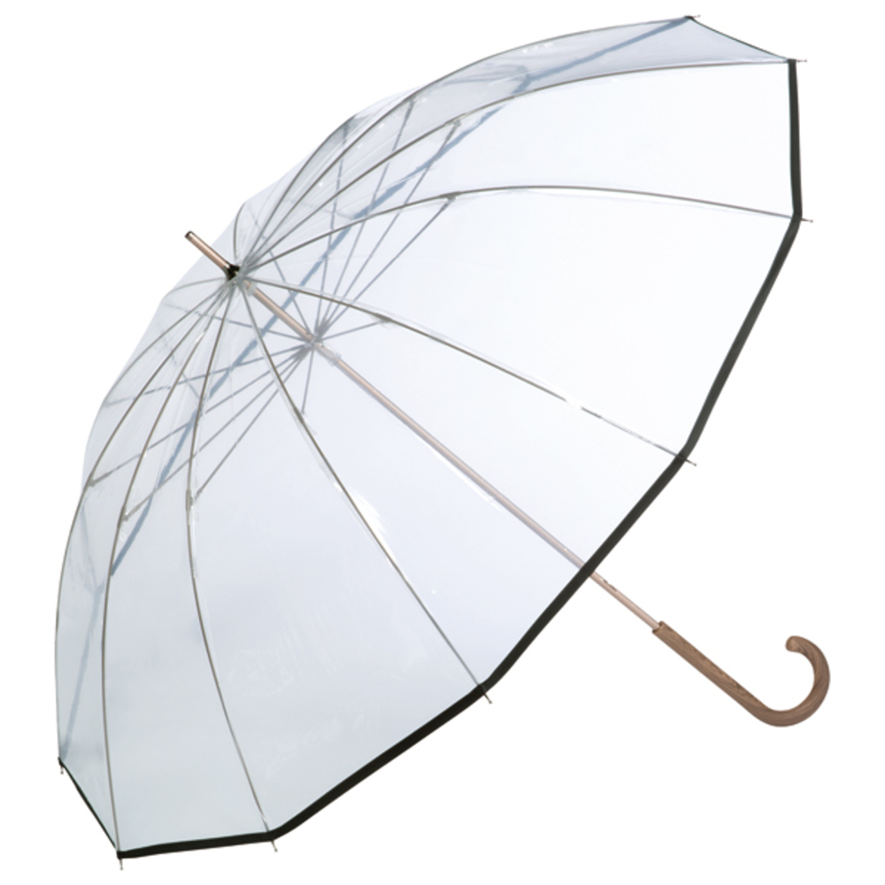 WPC ワールドパーティ 長傘 ビニール傘 通販 長雨傘 透明 グラスファイバー 太め グリップ 手開き 錆びにくい UNISEX PLASTIC 12K 12本骨 多骨 耐風｜backyard-1｜02