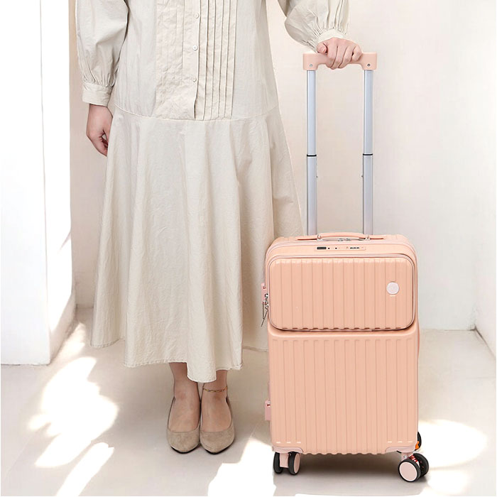 スーツケース フロントオープン 機内持ち込み 通販 キャリーケース キャリーバッグ トランク トランクケース sサイズ ロック付き ドリンクホルダー フック |  | 02