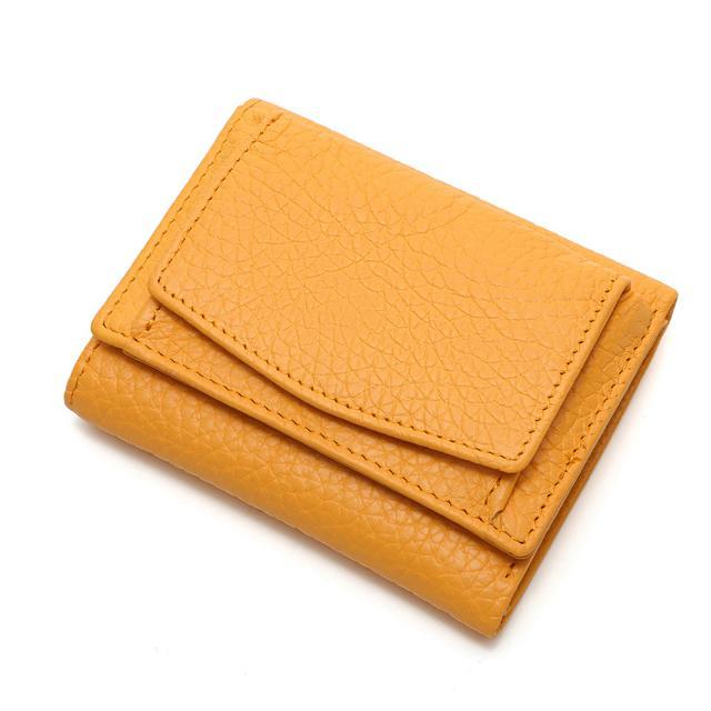 折り財布 ミニ財布 メンズ レディース 本革 コインケース カードケース 黄色