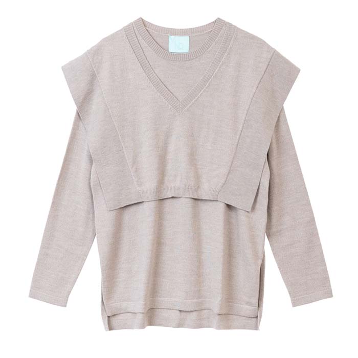 MIND マインド レイヤードニット 長袖 通販 レイヤード風 ニット プル