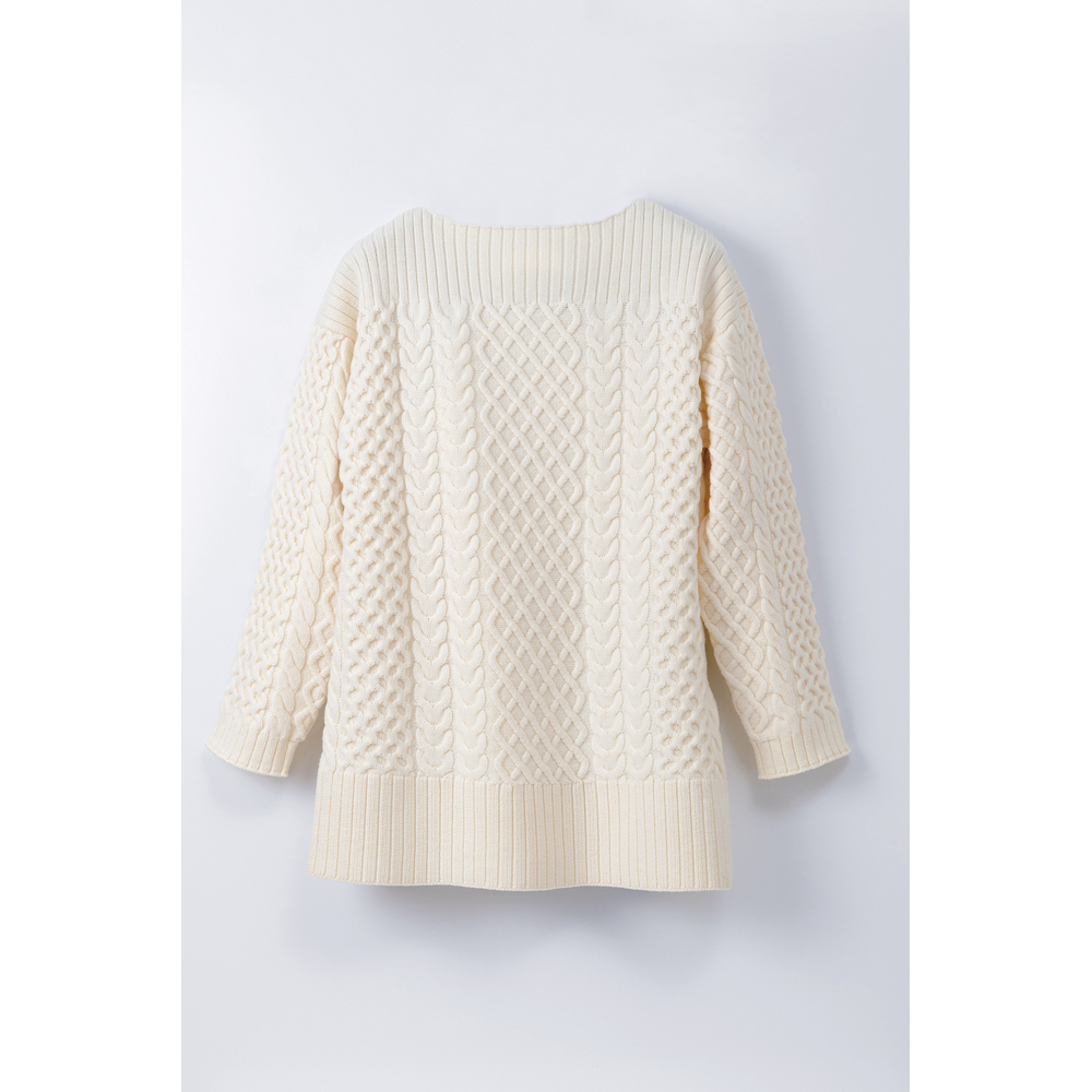 マインド MIND マインド ケーブルニット セーター レディース 長袖 通販 プルオーバー 重ね着 レイヤード ボードネック 保温性 伸縮性 吸湿性 型崩れしにくい |  | 01