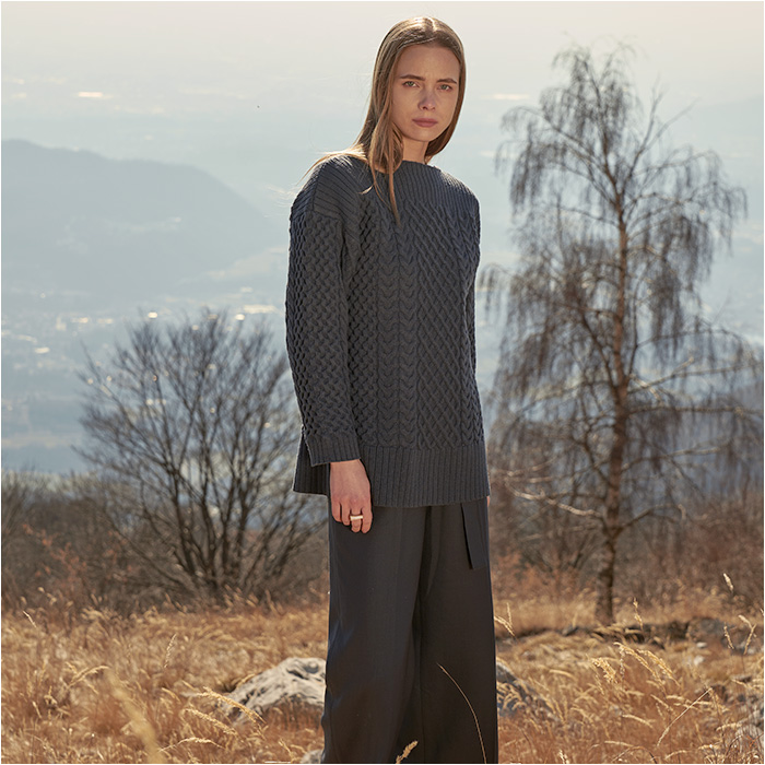 マインド MIND マインド ケーブルニット セーター レディース 長袖 通販 プルオーバー 重ね着 レイヤード ボードネック 保温性 伸縮性 吸湿性 型崩れしにくい |  | 04