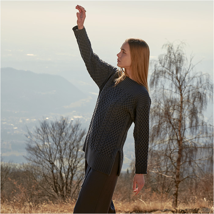 マインド MIND マインド ケーブルニット セーター レディース 長袖 通販 プルオーバー 重ね着 レイヤード ボードネック 保温性 伸縮性 吸湿性 型崩れしにくい |  | 06