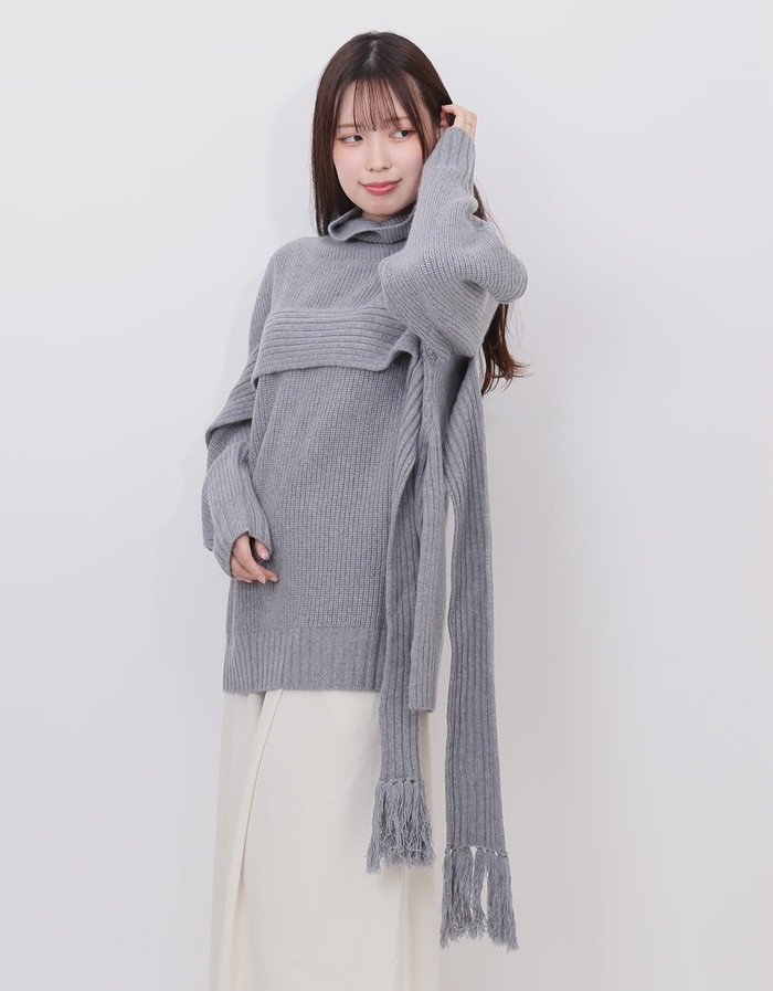 フリンジマフラーニット MIND フリンジマフラーニット 通販 ニット セーター リブニット タートルネック ハイネック ウール レディース おしゃれ きれいめ |  | 05