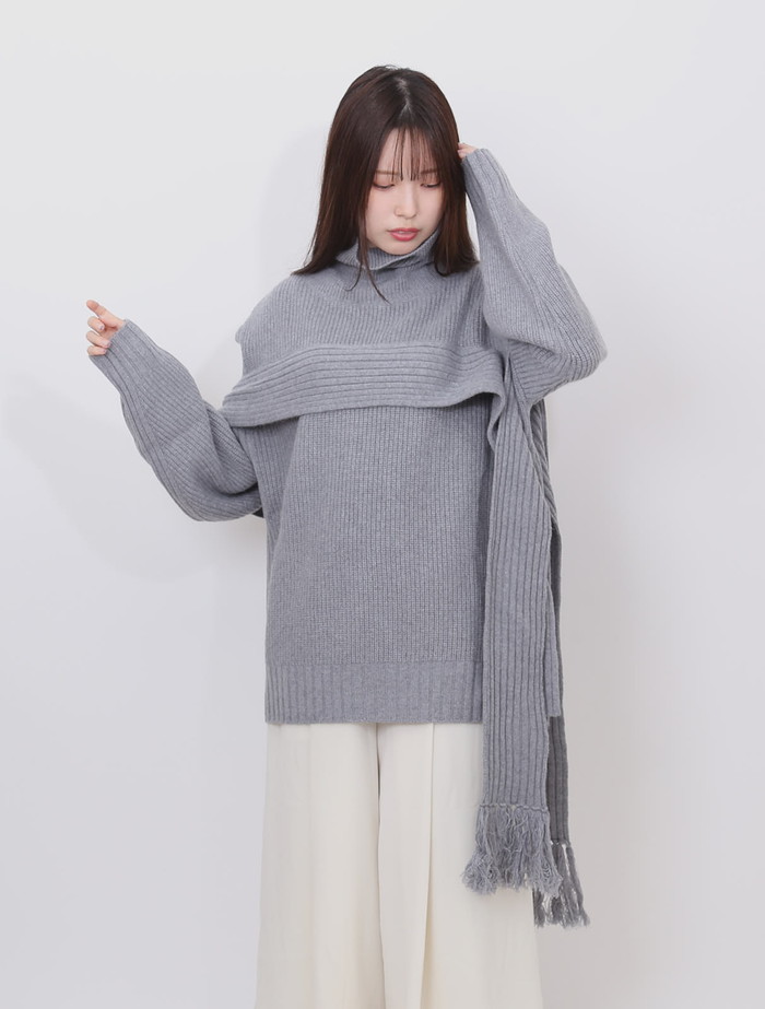 フリンジマフラーニット MIND フリンジマフラーニット 通販 ニット セーター リブニット タートルネック ハイネック ウール レディース おしゃれ きれいめ |  | 06