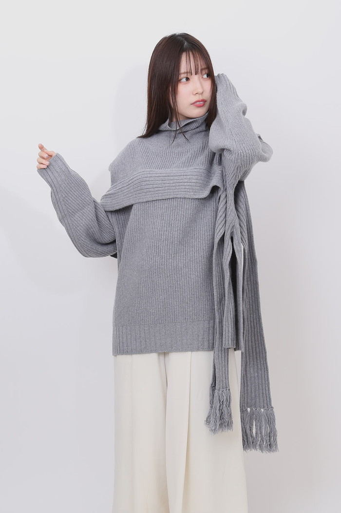 フリンジマフラーニット MIND フリンジマフラーニット 通販 ニット セーター リブニット タートルネック ハイネック ウール レディース おしゃれ きれいめ |  | 07
