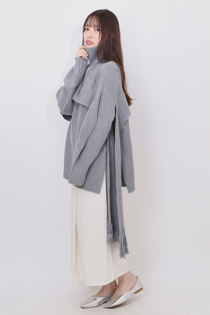 フリンジマフラーニット MIND フリンジマフラーニット 通販 ニット セーター リブニット タートルネック ハイネック ウール レディース おしゃれ きれいめ |  | 08