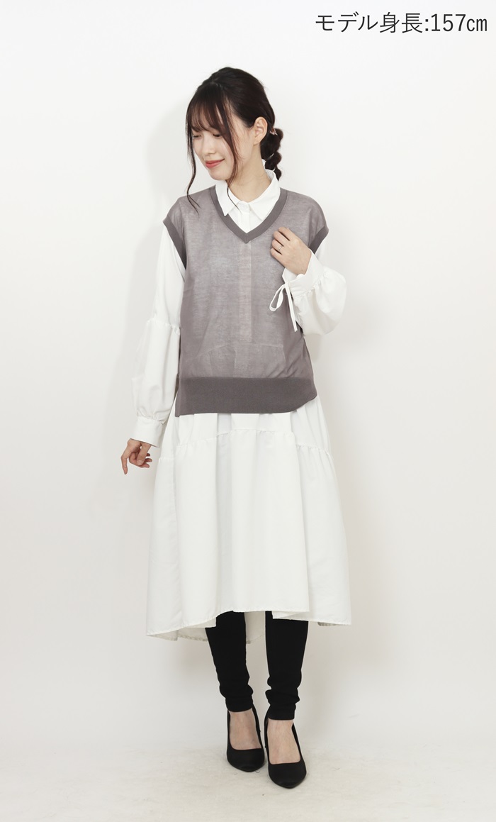 マインド MIND マインド シアーベスト ベスト 通販 チョッキ レイヤード 重ね着 透け感 Vネック vネック ノースリーブ 触り心地がよい レディース 上品 |  | 03