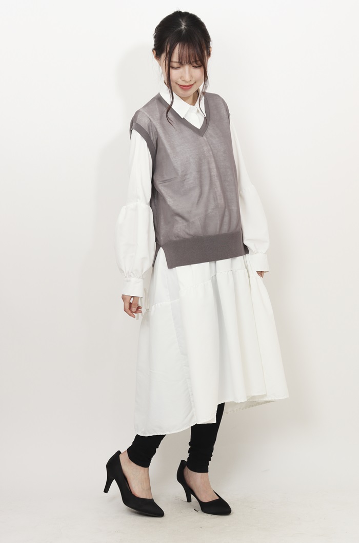 マインド MIND マインド シアーベスト ベスト 通販 チョッキ レイヤード 重ね着 透け感 Vネック vネック ノースリーブ 触り心地がよい レディース 上品 |  | 05