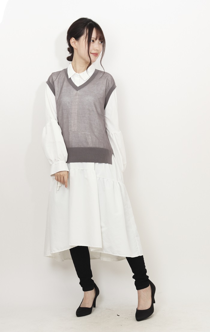 マインド MIND マインド シアーベスト ベスト 通販 チョッキ レイヤード 重ね着 透け感 Vネック vネック ノースリーブ 触り心地がよい レディース 上品 |  | 08