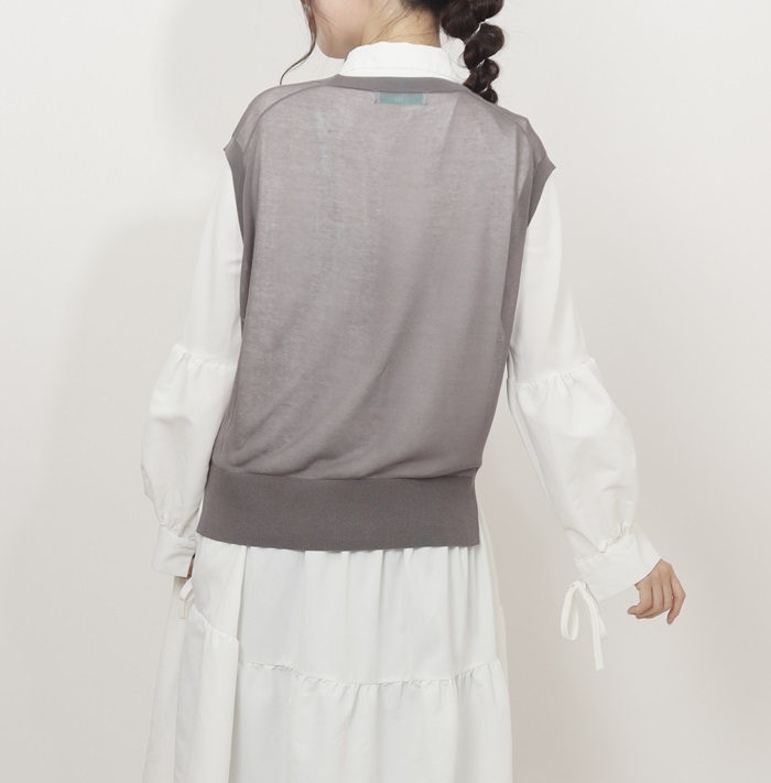 マインド MIND マインド シアーベスト ベスト 通販 チョッキ レイヤード 重ね着 透け感 Vネック vネック ノースリーブ 触り心地がよい レディース 上品 |  | 10