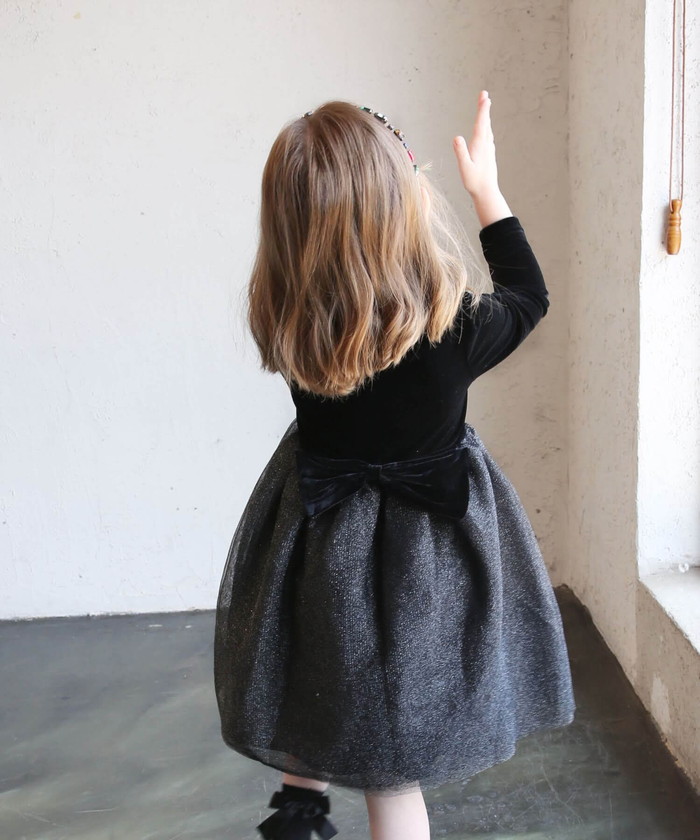 子供 ドレス ワンピース 女の子 通販 キッズ ドレスワンピース 62032302 フォーマルワンピース 長袖 ベロア パール チュールスカート 結婚式 パーティー | Rora | 10