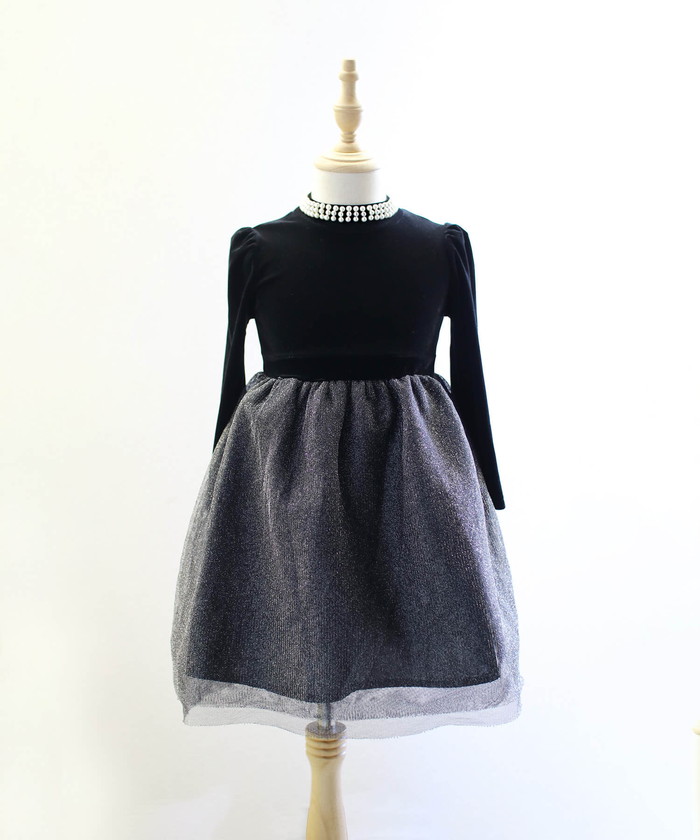 子供 ドレス ワンピース 女の子 通販 キッズ ドレスワンピース 62032302 フォーマルワンピース 長袖 ベロア パール チュールスカート 結婚式 パーティー | Rora | 11