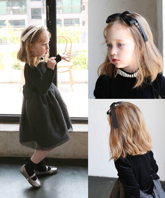 子供 ドレス ワンピース 女の子 通販 キッズ ドレスワンピース 62032302 フォーマルワンピース 長袖 ベロア パール チュールスカート 結婚式 パーティー | Rora | 07