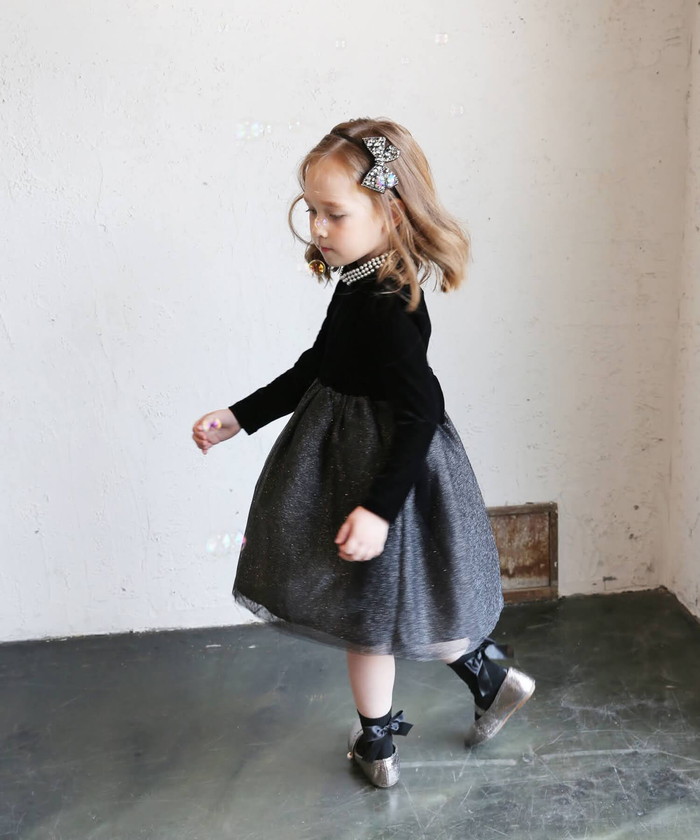 子供 ドレス ワンピース 女の子 通販 キッズ ドレスワンピース 62032302 フォーマルワンピース 長袖 ベロア パール チュールスカート 結婚式 パーティー | Rora | 08