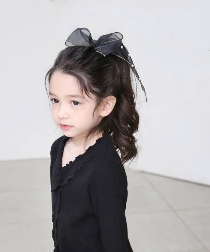キッズ ヘアゴム リボン 通販 オーガンジー パール 68062301 ウナスヘアゴム 大きめ 女の子 大人っぽい 卒園式 入学式 結婚式 発表会 オシャレ 可愛い | Rora | 03