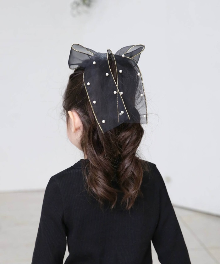 キッズ ヘアゴム リボン 通販 オーガンジー パール 68062301 ウナスヘアゴム 大きめ 女の子 大人っぽい 卒園式 入学式 結婚式 発表会 オシャレ 可愛い | Rora | 05