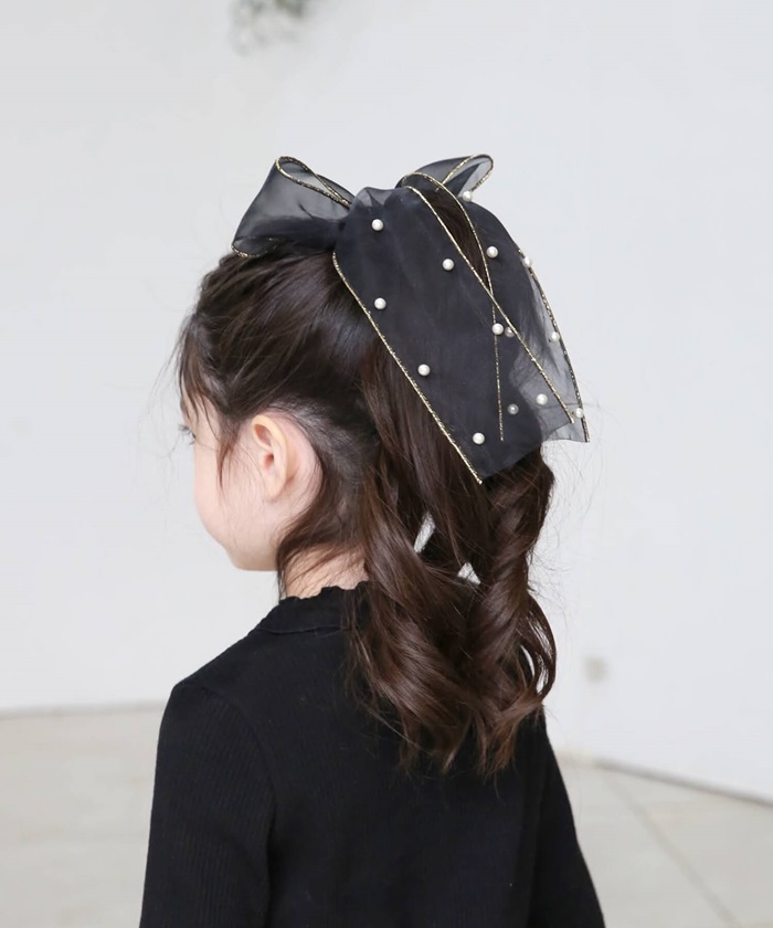 キッズ ヘアゴム リボン 通販 オーガンジー パール 68062301 ウナスヘアゴム 大きめ 女の子 大人っぽい 卒園式 入学式 結婚式 発表会 オシャレ 可愛い | Rora | 06