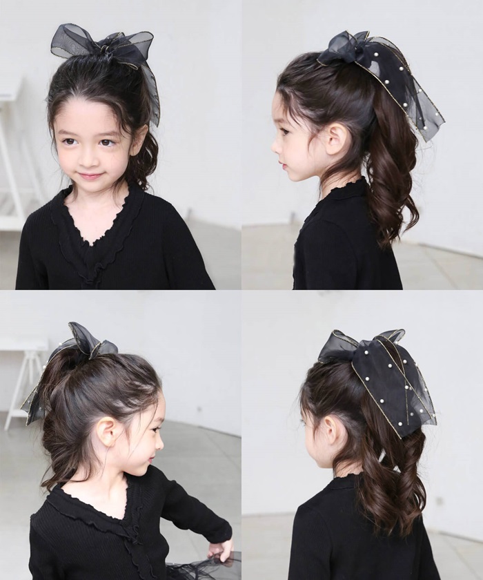 キッズ ヘアゴム リボン 通販 オーガンジー パール 68062301 ウナスヘアゴム 大きめ 女の子 大人っぽい 卒園式 入学式 結婚式 発表会 オシャレ 可愛い | Rora | 08