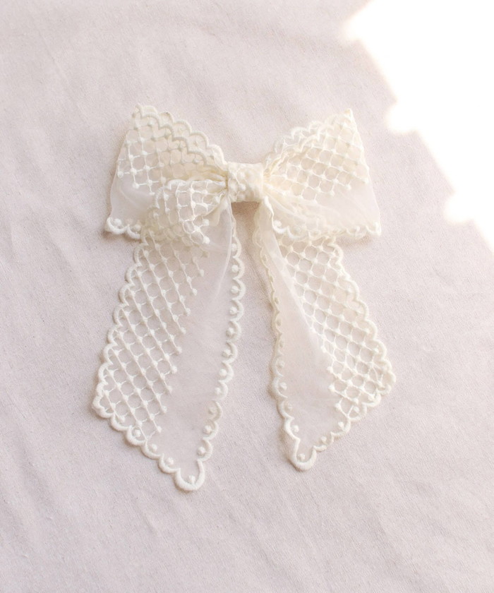 Rora バレッタ キッズ 通販 ミルフルル 髪飾り ヘアクリップ 髪留め リボン 大きめ レース 刺繍 ホワイト 女の子 子供 子ども こども フォーマル | Rora | 11