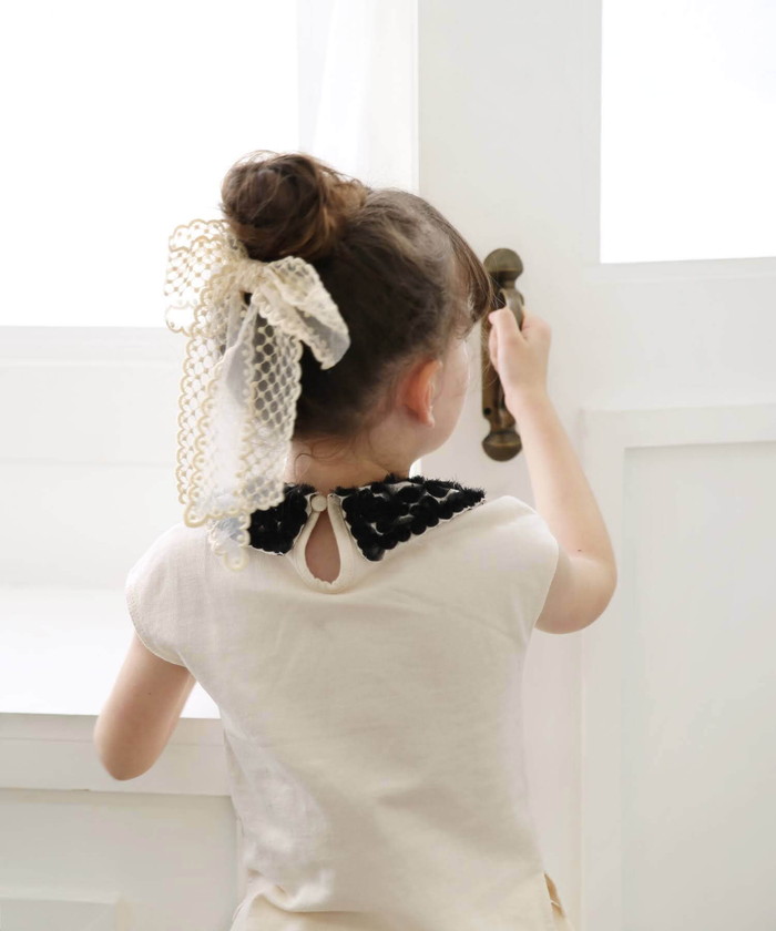 Rora バレッタ キッズ 通販 ミルフルル 髪飾り ヘアクリップ 髪留め リボン 大きめ レース 刺繍 ホワイト 女の子 子供 子ども こども フォーマル | Rora | 04