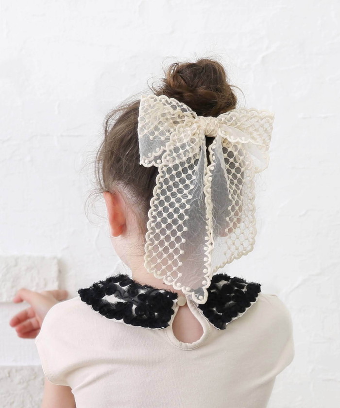 Rora バレッタ キッズ 通販 ミルフルル 髪飾り ヘアクリップ 髪留め リボン 大きめ レース 刺繍 ホワイト 女の子 子供 子ども こども フォーマル | Rora | 10