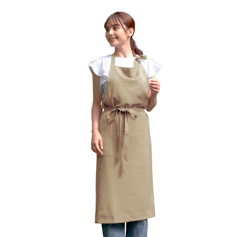 エプロン おしゃれ ロング丈 通販 ロングエプロン 前結び レディース 速乾 シワになりにくい シンプル 無地 家事 炊事 カフェ 飲食店 ユニフォーム エプロン |  | 04