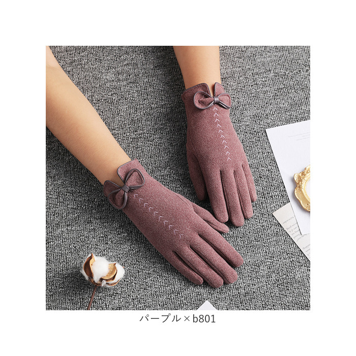 手袋 スマートフォン対応 レディース 通販 てぶくろ スマホ手袋 グローブ 防寒 防風 かわいい おしゃれ 暖かい あったかグッズ 5本指 裏起毛 リボン 無地 手袋 |  | 16