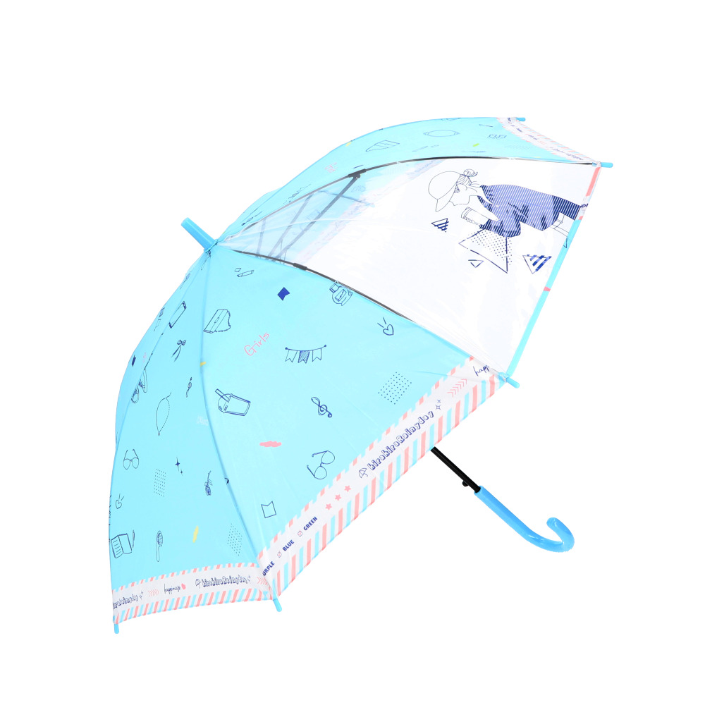 傘 子供用 55 通販 ジャンプ傘 長傘 かさ小学生 キッズ 子供 こども 子ども 女の子 女子 女児 透明窓 窓付き 55cm 55センチ ジャンプ 通学 登校 雨傘 雨具 傘 |  | 01