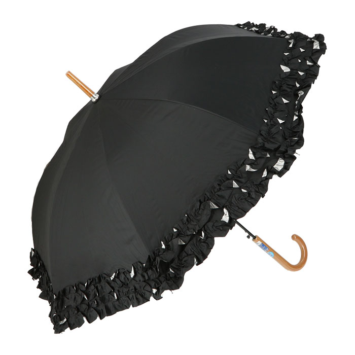 日傘 フリル 通販 58cm レディース ジャンプ傘 晴雨兼用 UVカット 遮光 