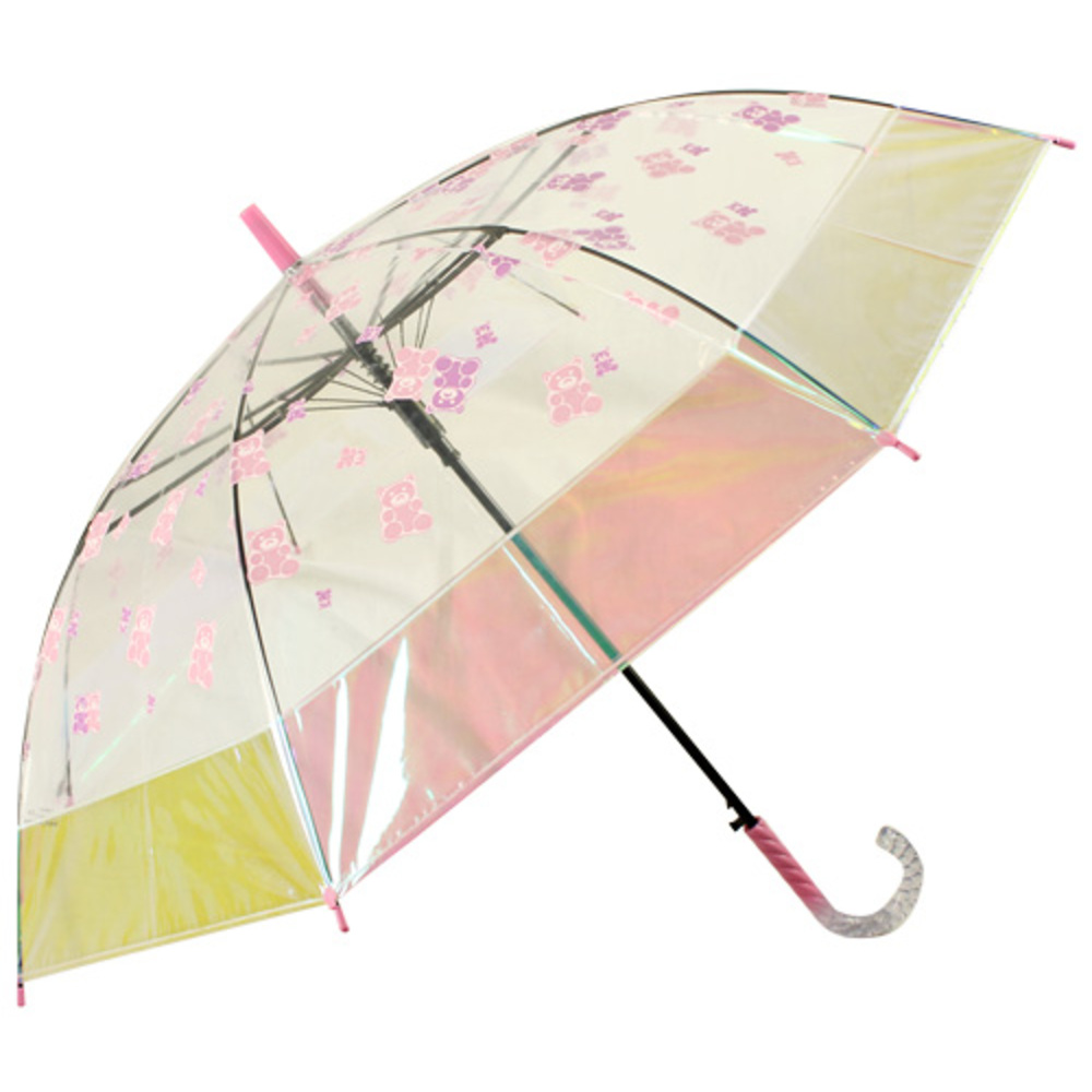 ビニール傘 子供 通販 傘 オーロラ ジャンプ傘 長傘 雨傘 オーロラビニール傘 かさ カサ 通学 レディース 女の子 女子 こども子供 キッズ 小学生 小学校 | BACKYARD FAMILY | 01