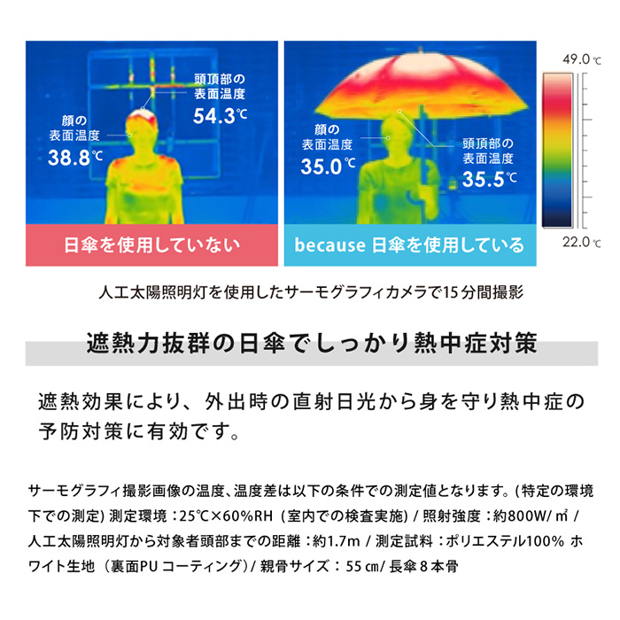 because ビコーズ 日傘 通販 晴雨兼用傘 折りたたみ傘 折り畳み傘 完全遮光 遮熱 遮光 傘 かさ 雨傘 50cm 50センチ uvカット レディース 女性 | because | 10
